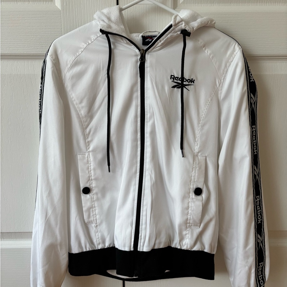 Reebok White and Black Zip-Up Jacket